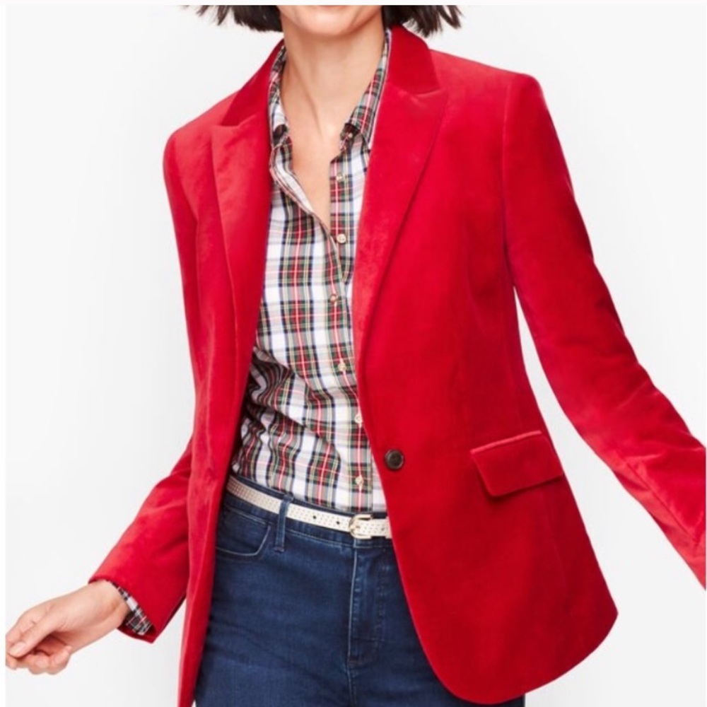 TALBOTS Single Button Red Velvet Career Blazer